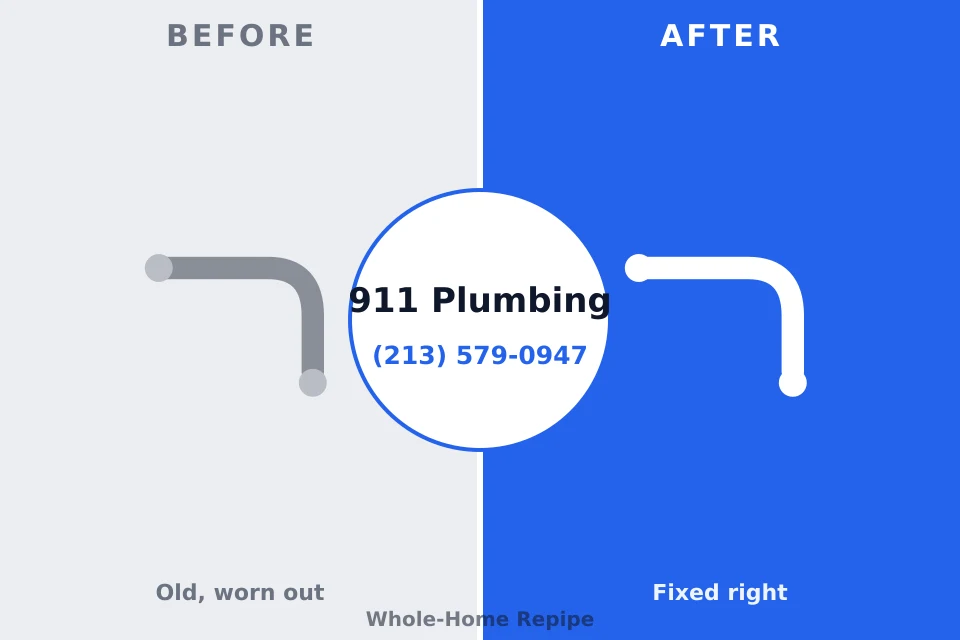 Before and after: plumbing repair Country Club, MO